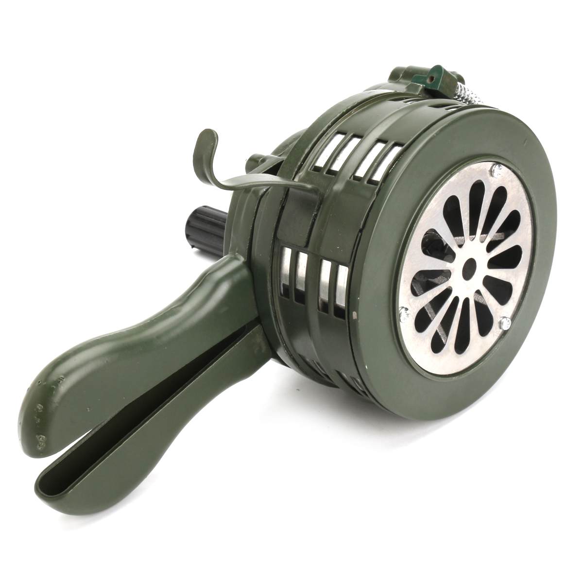 110dB Green Aluminium alloy Crank Hand Operated Air Raid Emergency Safety Alarm Buzzer Home Self Protection Security