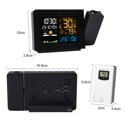 Indoor And Outdoor Temperature And Humidity Meter 3391 Multi-Function Projection Alarm Clock Weather Clock Color Screen Projection Electronic Clock