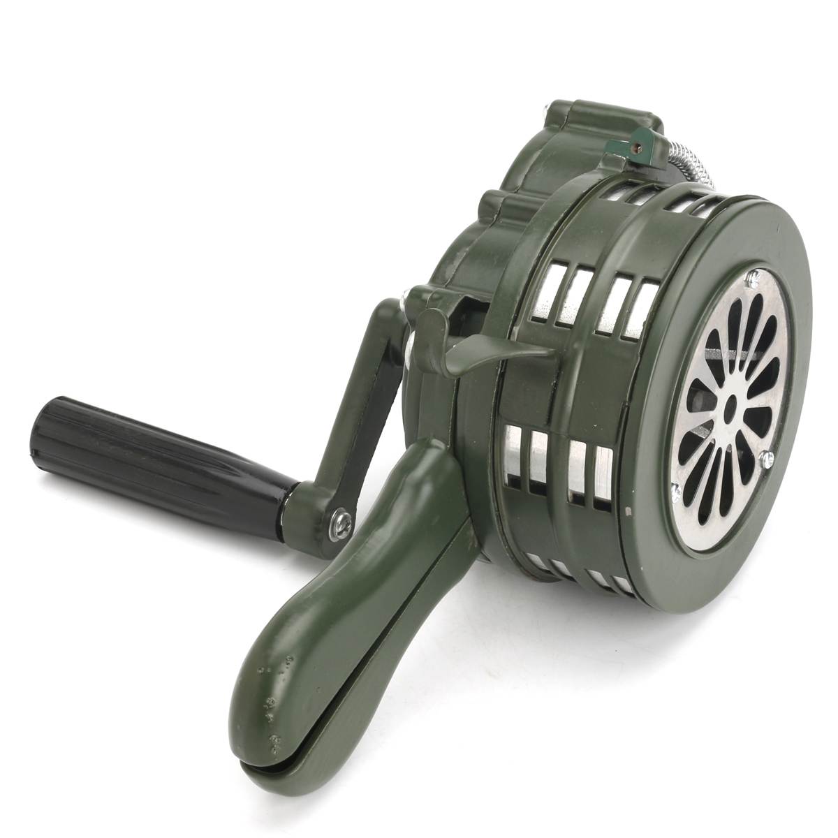 110dB Green Aluminium alloy Crank Hand Operated Air Raid Emergency Safety Alarm Buzzer Home Self Protection Security