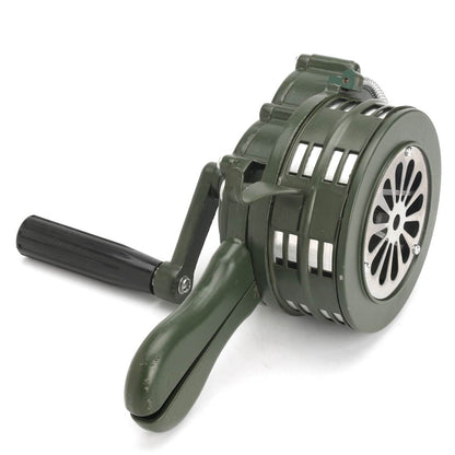 110dB Green Aluminium alloy Crank Hand Operated Air Raid Emergency Safety Alarm Buzzer Home Self Protection Security