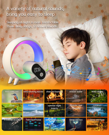 Creative Q Light Analog Sunrise Digital Display Alarm Clock Bluetooth Audio Intelligent Wake-up Q Colorful Atmosphere Light