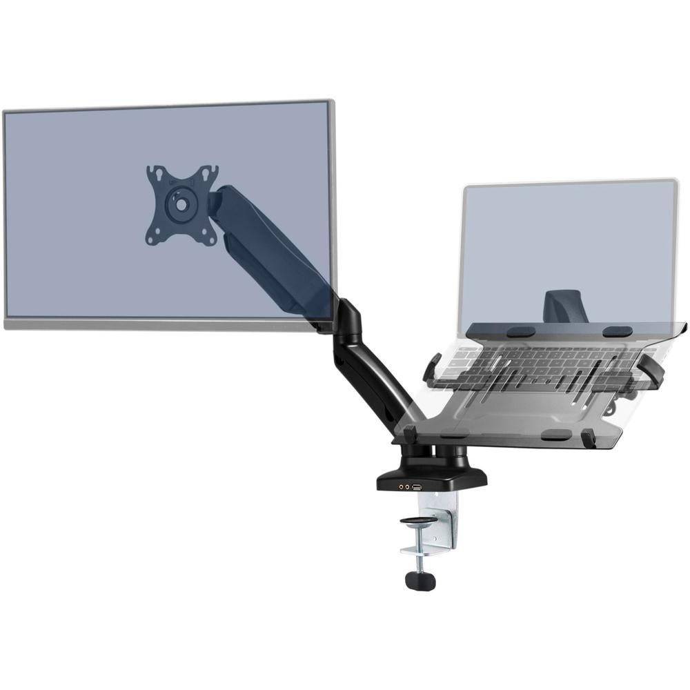 Lorell Mounting Arm for Monitor - Black - Height Adjustable - 2 Display(s) Supported - 14.30 lb Load Capacity - 75 x 75, 100 x 100 - 1 Each