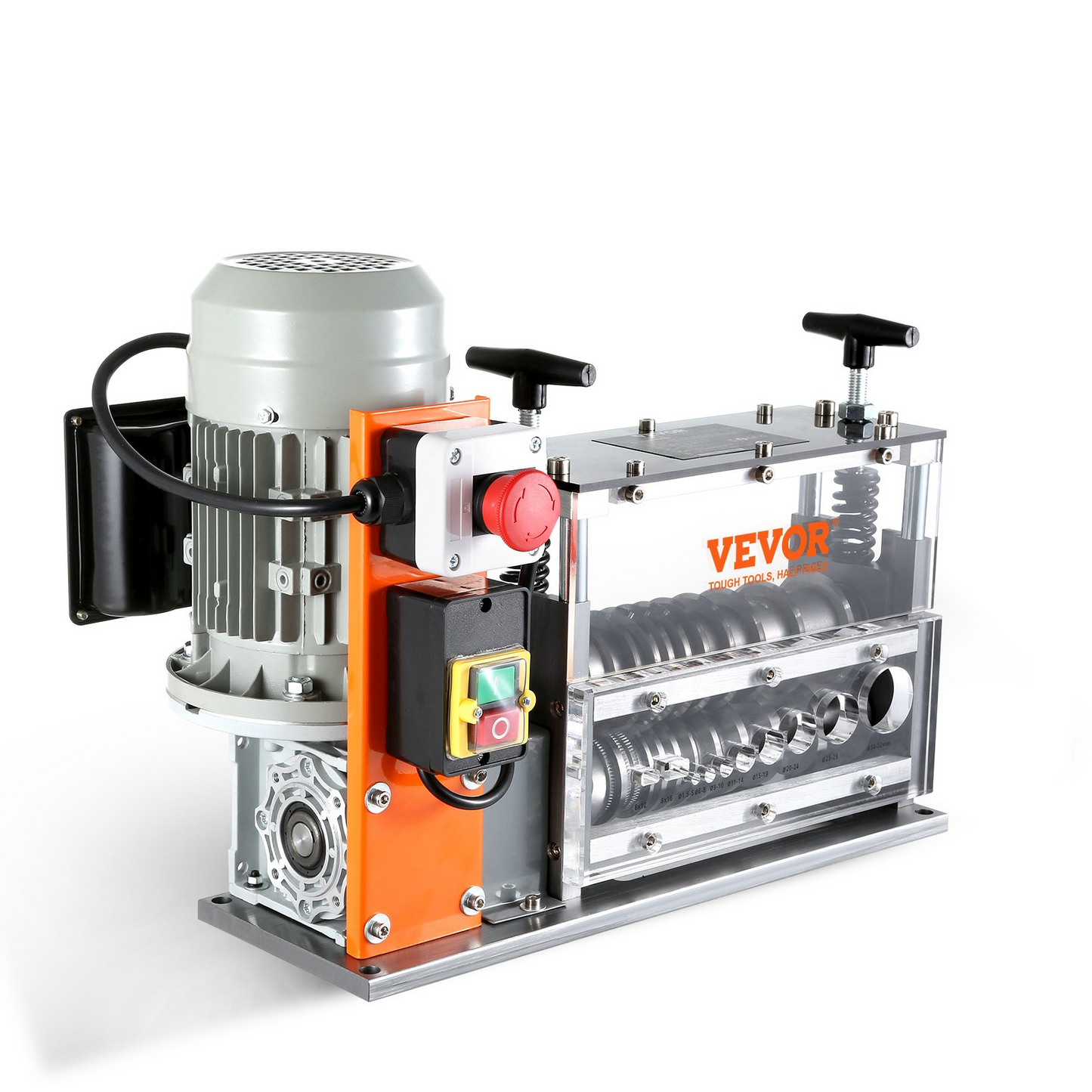 VEVOR Automatic Wire Stripping Machine, 0.06''-1.26'' Electric Motorized Cable Stripper, 750 W, 98 ft/min Wire Peeler with Visible Stripping Depth Reference, 10 Channels for Scrap Copper Recycling