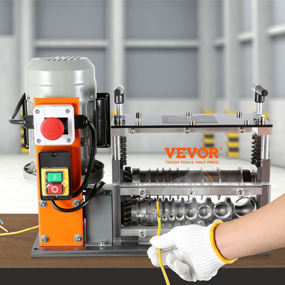 VEVOR Automatic Wire Stripping Machine, 0.06''-1.26'' Electric Motorized Cable Stripper, 750 W, 98 ft/min Wire Peeler with Visible Stripping Depth Reference, 10 Channels for Scrap Copper Recycling