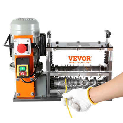 VEVOR Automatic Wire Stripping Machine, 0.06''-1.26'' Electric Motorized Cable Stripper, 750 W, 98 ft/min Wire Peeler with Visible Stripping Depth Reference, 10 Channels for Scrap Copper Recycling