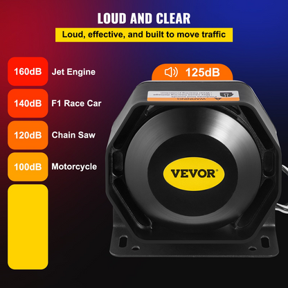 VEVOR 200W Siren Bundle 8 Tones Emergency Warning Siren with PA Speaker MIC System Vehicle Siren Box Fit for Police, Ambulance, Fire Fighting and Engineer Vehicles