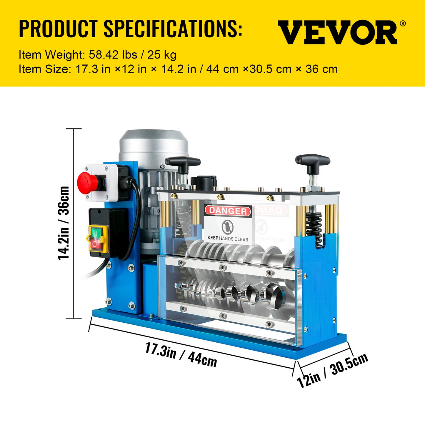 VEVOR Cable Wire Stripping Machine 0.06 inch -1.5 inch,Portable Powered Wire Stripper Machine 11 Channels 10 Blades,Automatic Wire Stripping Tool 75ft/minute,for Recycling Copper Wire