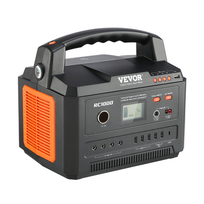 VEVOR Portable Power Station Solar Generator 999Wh 1000W with 12 Charging Ports