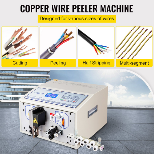 VEVOR SWT508-SD Computer Wire Cutting Stripping Peeling Machine 0.1-4.5mm² Automatic Wire Cutter Stripper 1-9999 mm Cutting Length Wire Stripping Machine