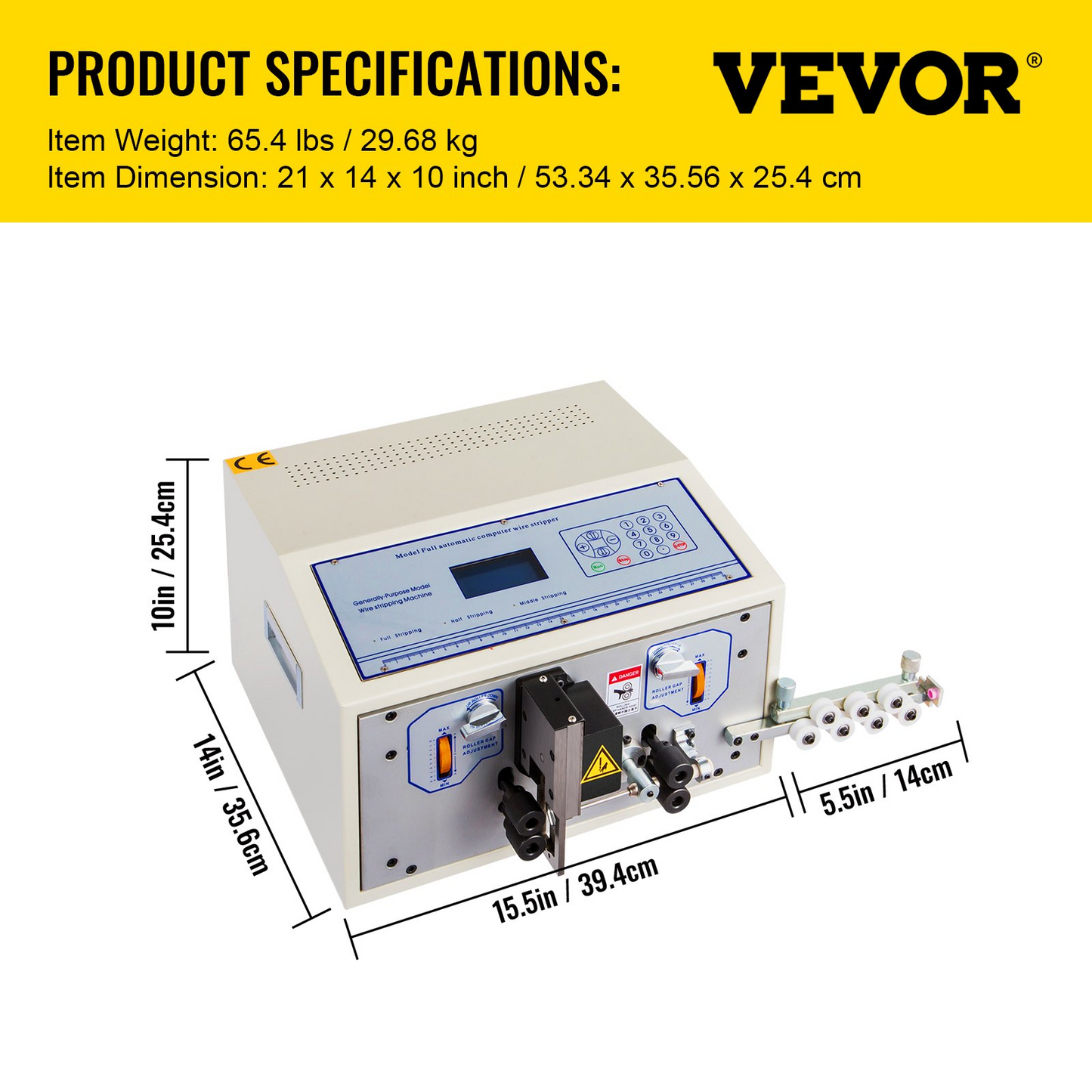 VEVOR SWT508-SD Computer Wire Cutting Stripping Peeling Machine 0.1-4.5mm² Automatic Wire Cutter Stripper 1-9999 mm Cutting Length Wire Stripping Machine