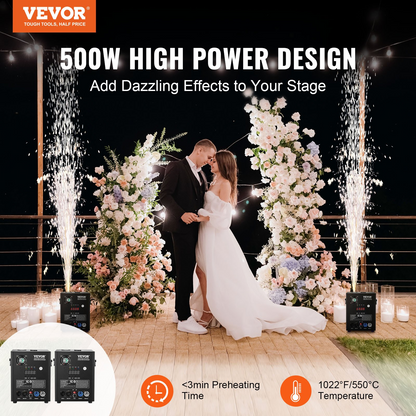 VEVOR Cold Spark Firework Machine x2 500W 6.6-13ft Stage DJ Wedding Event Party