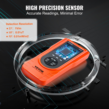 VEVOR 3-in-1 EMF Meter, 5Hz - 3.5GHz, Handheld Rechargeable Electromagnetic Field Radiation Detector, Digital LCD EMF Tester for EF MF RF Home Inspections Outdoor Ghost Hunting Paranormal Equipment