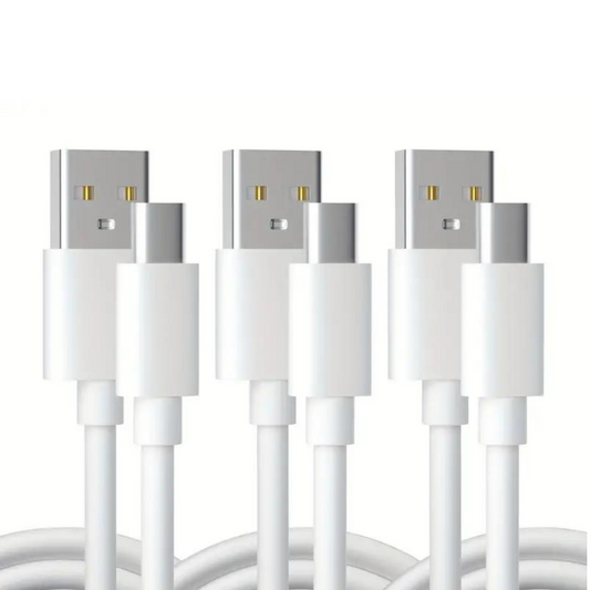 3 PACK White 10FT USB-C Cable Type C Charging Cords