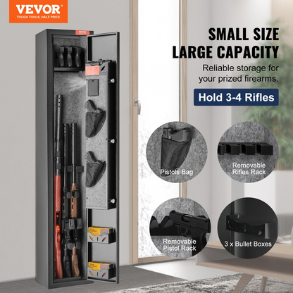 VEVOR 2 Rifles Gun Safe, Rifle Safe with Lock & Digital Keypad, Quick Access Gun Storage Cabinet with Removable Shelf, Pistol Rack, Rifle Cabinet for Home Rifle and Pistols