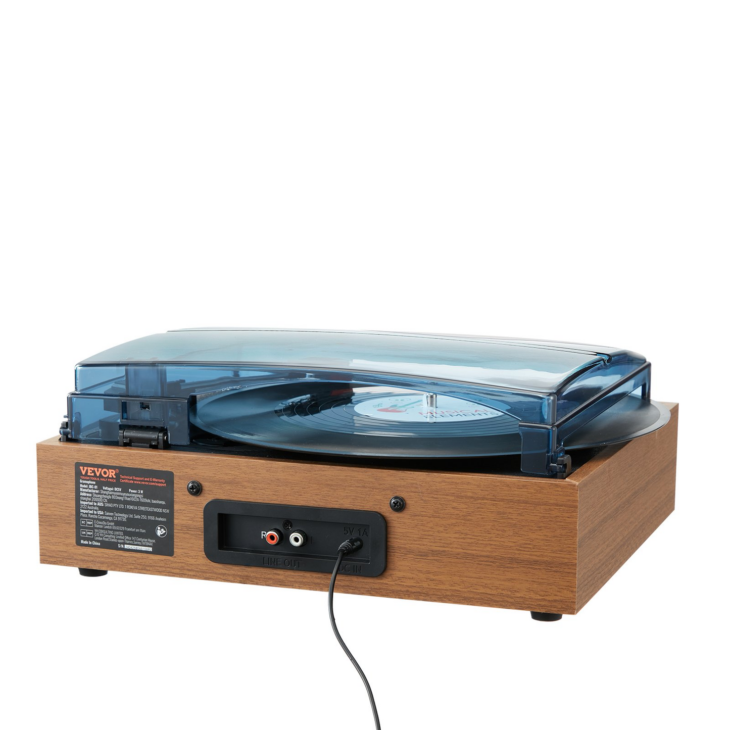 VEVOR Vinyl Record Player, 3-Speed, Belt Driven Turntable Record Player with Built-in 3W Speaker Magnetic Cartridge, Support 33/45/78 RPM Bluetooth Aux in RCA Output, for 7/10 /12 in Vinyl Records