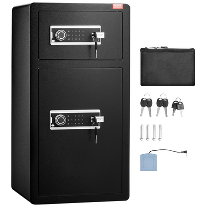 VEVOR Double Door 5.5 cu.ft Safe Box with Key Lock Password Cabinet Black,organize cash, passports, jewelry, gold, watches and documents