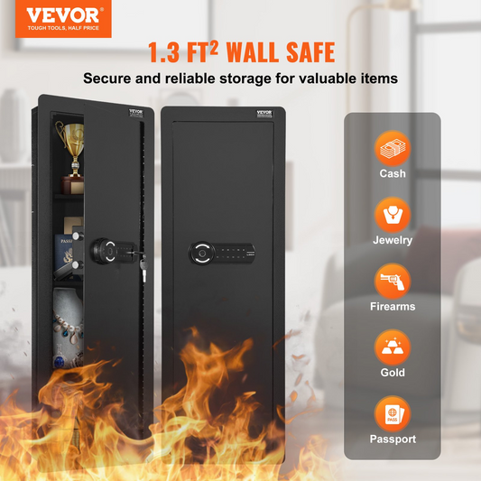 VEVOR 42.91" Tall Wall Gun Safe 4-Tier Hidden Gun Safe with Keypad & Fingerprint