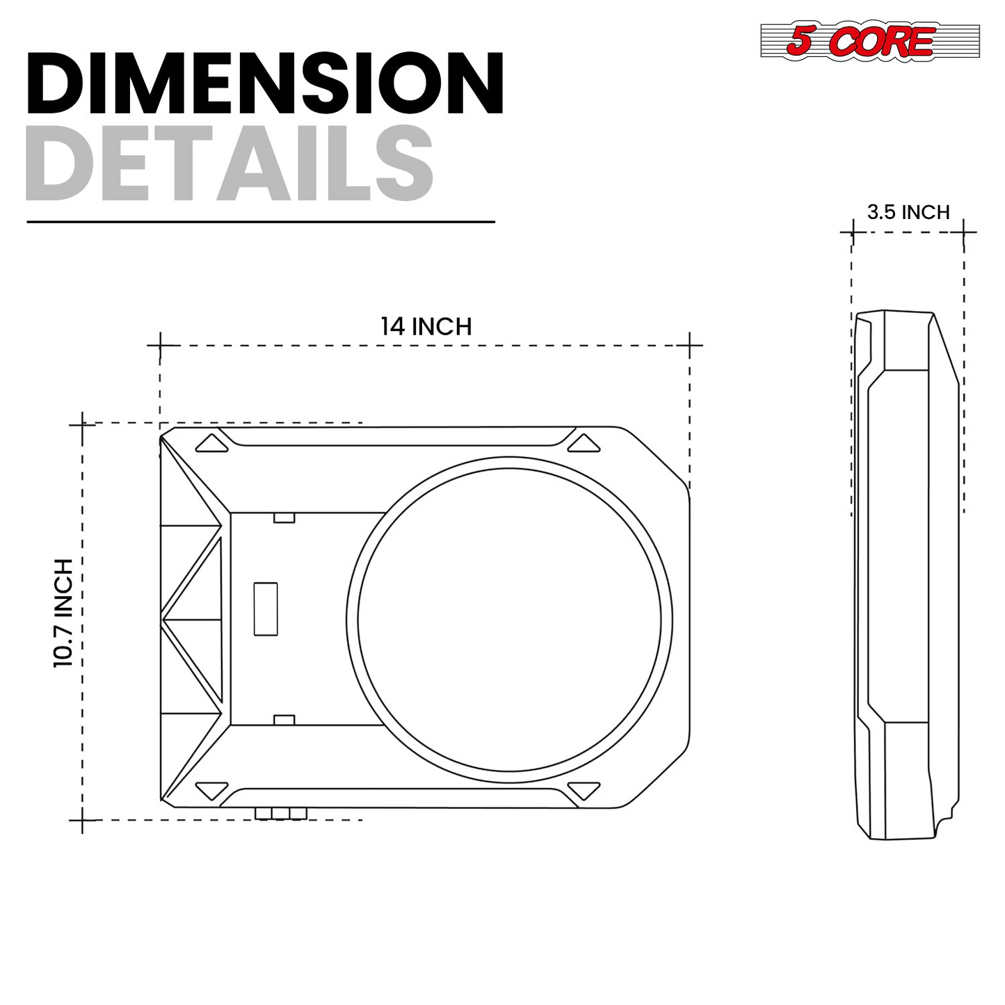 5Core 10 inch Slim Under Seat Car Audio Subwoofer 800W Built in Amplifier Sub Woofer Enclosure Box