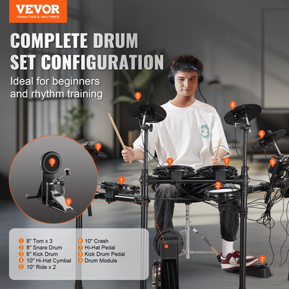 Electric Drum Set Electronic Drum Kit 480 Sounds for Beginners & Adults