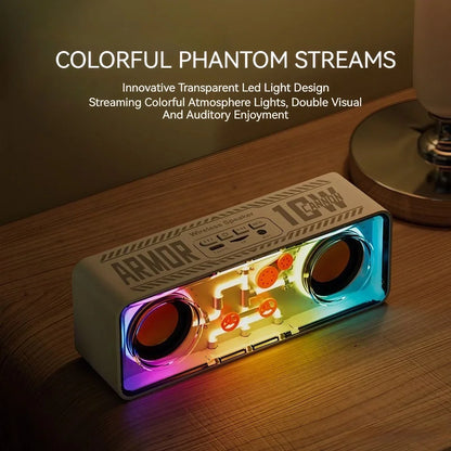 Bass Vibro-sound PUNK Style Dual Speakers Transparent Mechanical Wireless Bluetooth Speakers