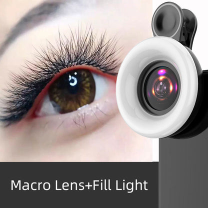 Mobile Phone Lens 15x Macro Lens Beauty Shooting Eyelashes Nails Make-Up Makeup Photo Fill Light LQ190