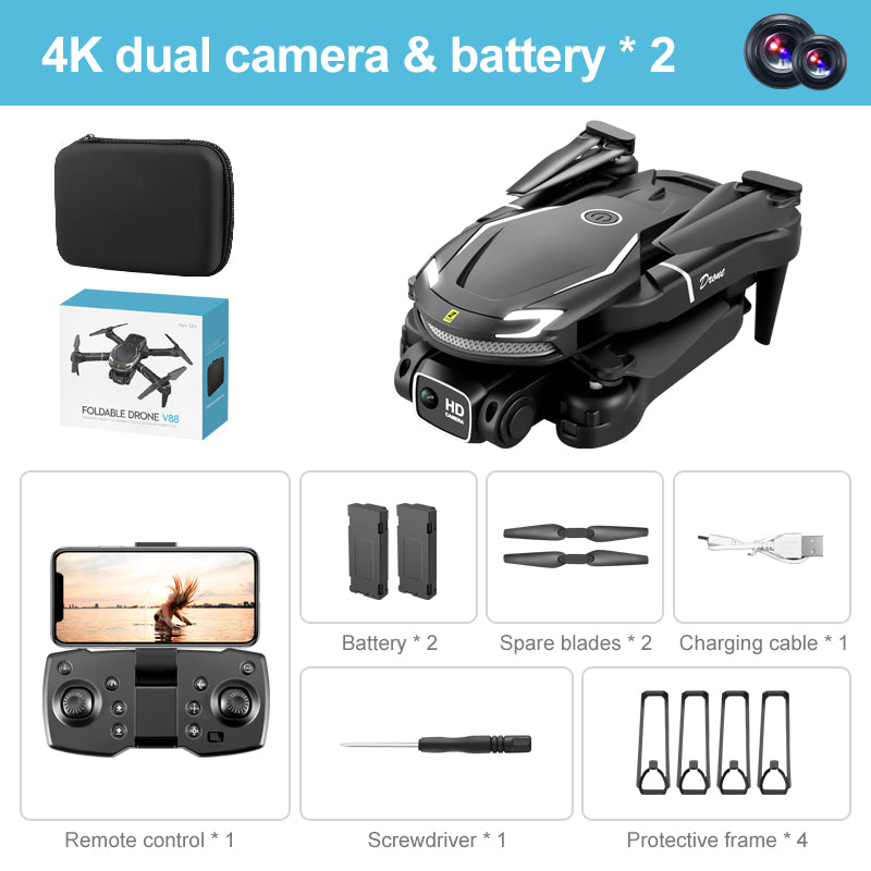 UAV V88  4K Dual Camera HD Aerial Photography Folding Aircraft Fixed Altitude Remote Control