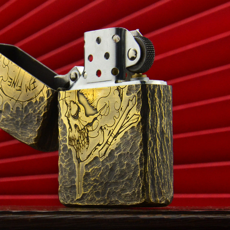 ZORRO Zorro brass side skull kerosene lighter