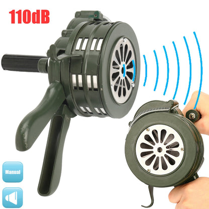 110dB Green Aluminium alloy Crank Hand Operated Air Raid Emergency Safety Alarm Buzzer Home Self Protection Security