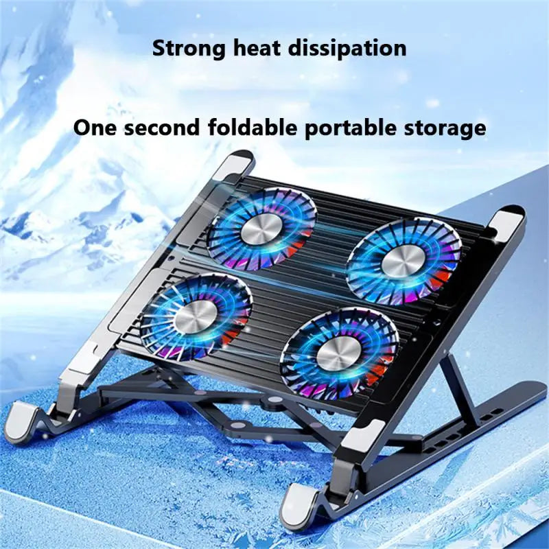 Foldable Laptop Holder For Macbook Tablet Notebook Stand Table Cooling Pad Bracket With Radiator Silent Fan Laptop Accessor