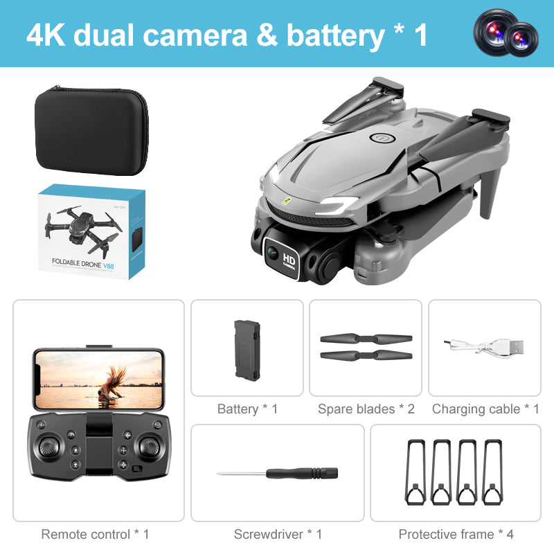 UAV V88  4K Dual Camera HD Aerial Photography Folding Aircraft Fixed Altitude Remote Control