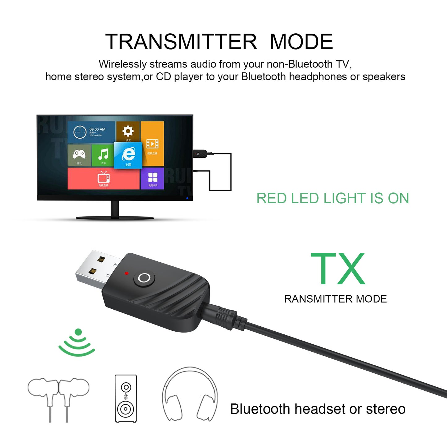 3 in 1 Bluetooth 5.0 Adapter Car Computer TV AUX Audio Bluetooth Speaker Receiver Transmitter Adapter