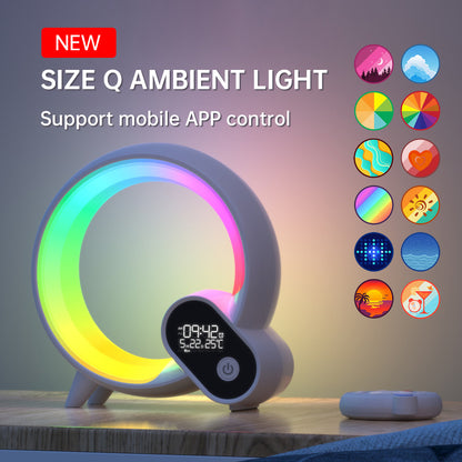 Creative Q Light Analog Sunrise Digital Display Alarm Clock Bluetooth Audio Intelligent Wake-up Q Colorful Atmosphere Light