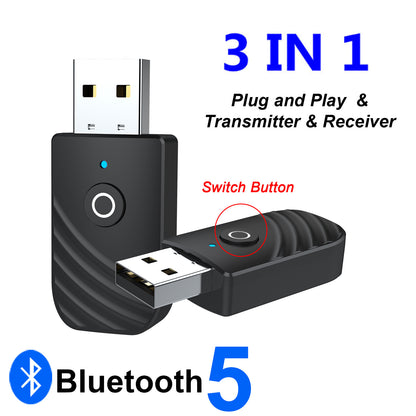 3 in 1 Bluetooth 5.0 Adapter Car Computer TV AUX Audio Bluetooth Speaker Receiver Transmitter Adapter