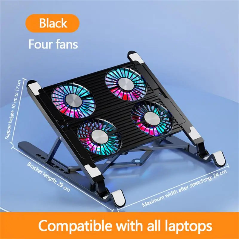 Foldable Laptop Holder For Macbook Tablet Notebook Stand Table Cooling Pad Bracket With Radiator Silent Fan Laptop Accessor