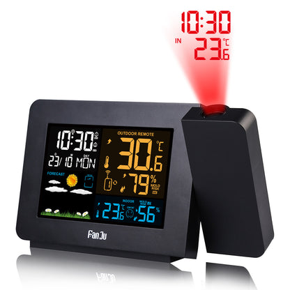 Indoor And Outdoor Temperature And Humidity Meter 3391 Multi-Function Projection Alarm Clock Weather Clock Color Screen Projection Electronic Clock