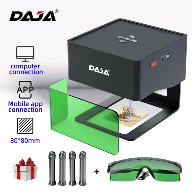 DAJA Mini Portable Laser Engraver Diy Bluetooth Machine Painted Dog Tag Paper Leather Wooden Plastic Logo CNC Machine