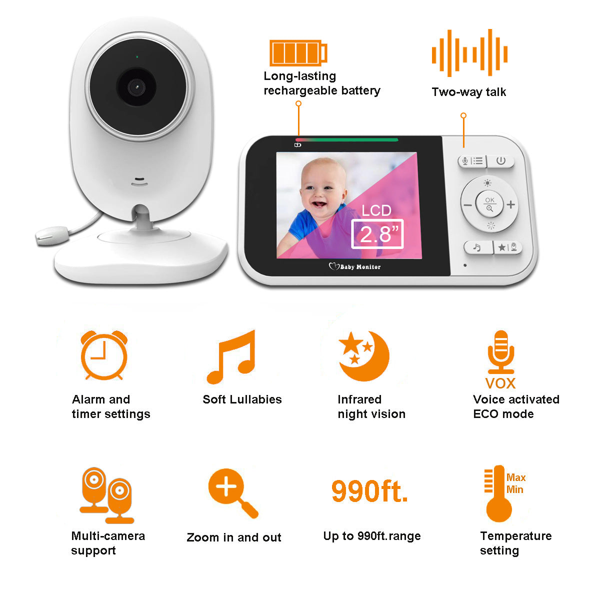 2.8-inch baby monitor monitor, baby monitor monitoring device