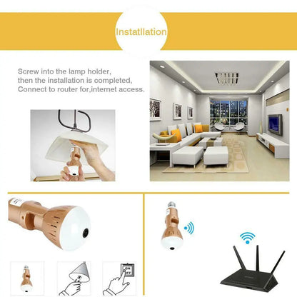 200W  Camera Bulb Lamp light Wireless 2MP HD 360 Degrees Panoramic Light Home Cctv Security Video Surveillance Wifi  Camera